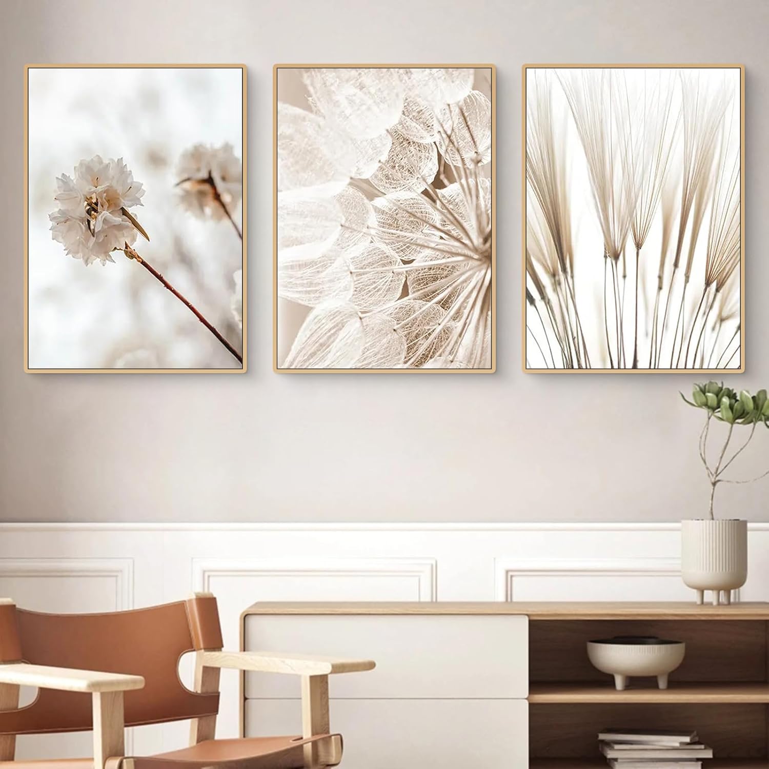 Conjunto de 3 pósteres modernos de estilo bohemio con motivos de hierba de la Pampa, decoración para salón, dormitorio, arte de pared, sin marco (40 - 2