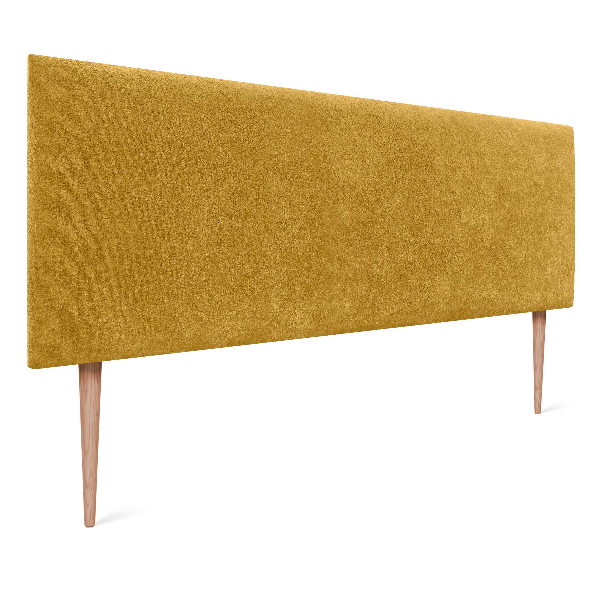 Tête De Lit Capitonnée Lisse En Laine écologique - Dimensions 160x50cm + Pieds 55cm - Noir - Absorption Acoustique - Fabriqué En Espagne