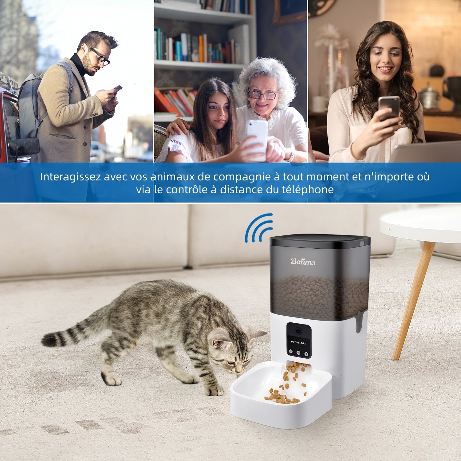 3L Distributeur Automatique de Nourriture pour Chats et Chiens ，WiFi 2.4G ,Distributeur Croquettes Automatique - 4