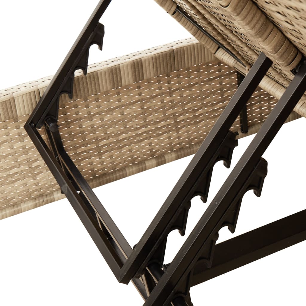 Chaise longue double avec coussins beige résine tressée vidaXL - 8