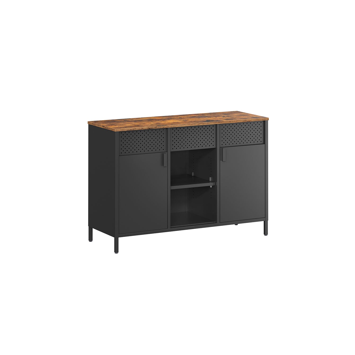Genérico Marrón/Negro Aparador Metálico Con Cajón Y Orificios De Ventilación - Y - Imagen 3