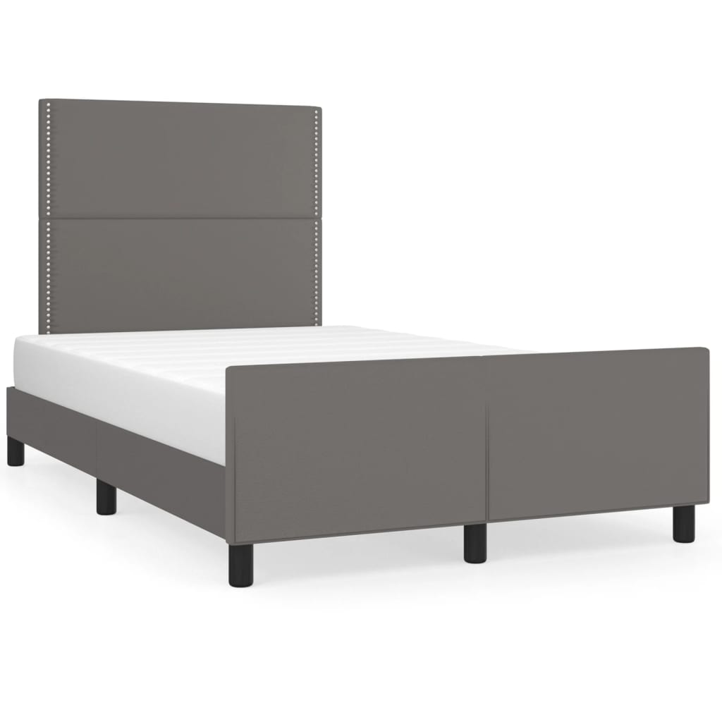 Cadre de lit sans matelas gris en similicuir, pour la chambre, 120 × 200 cm - 2