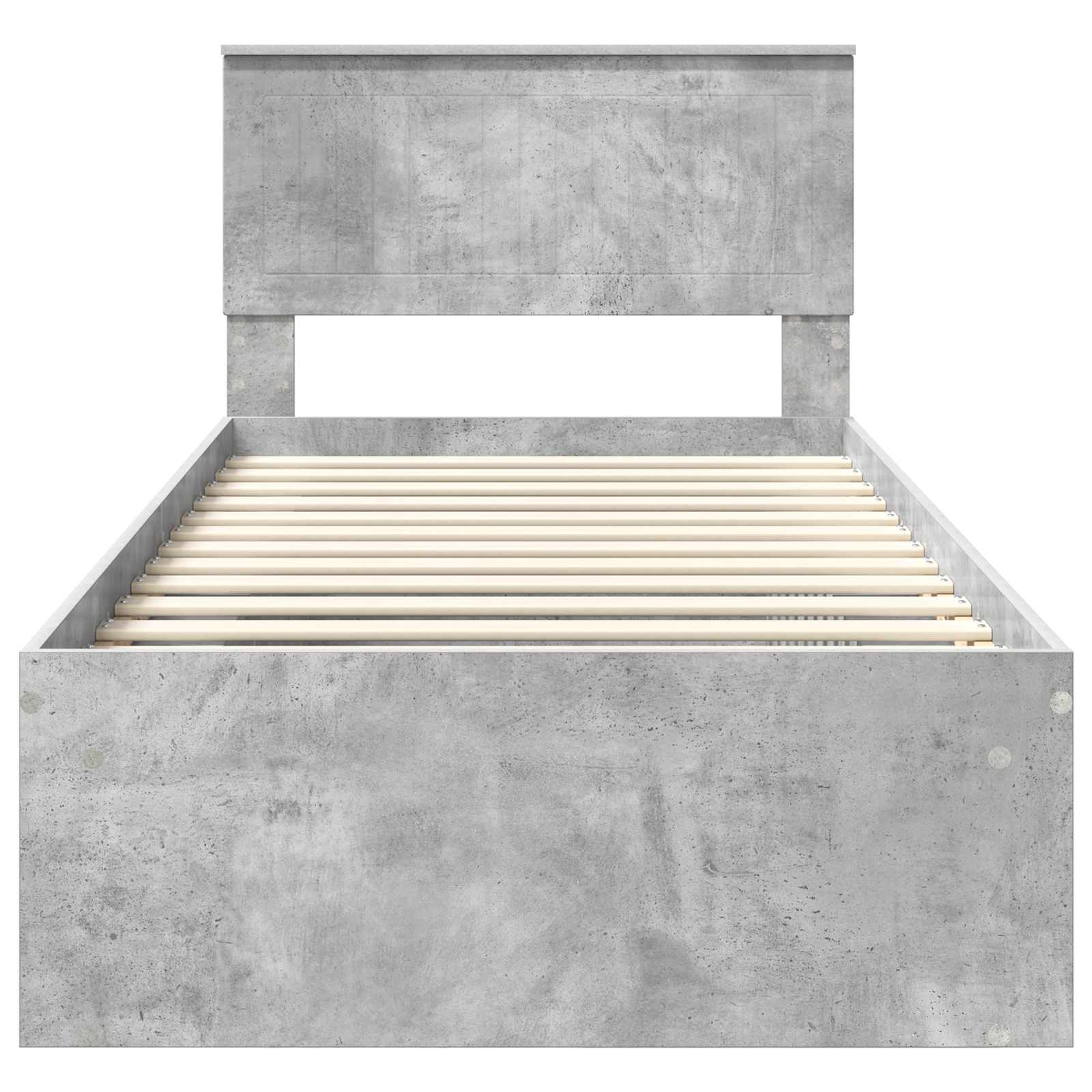 Cadre de lit avec tête de lit gris béton 90 x 190 cm pin massif - 7