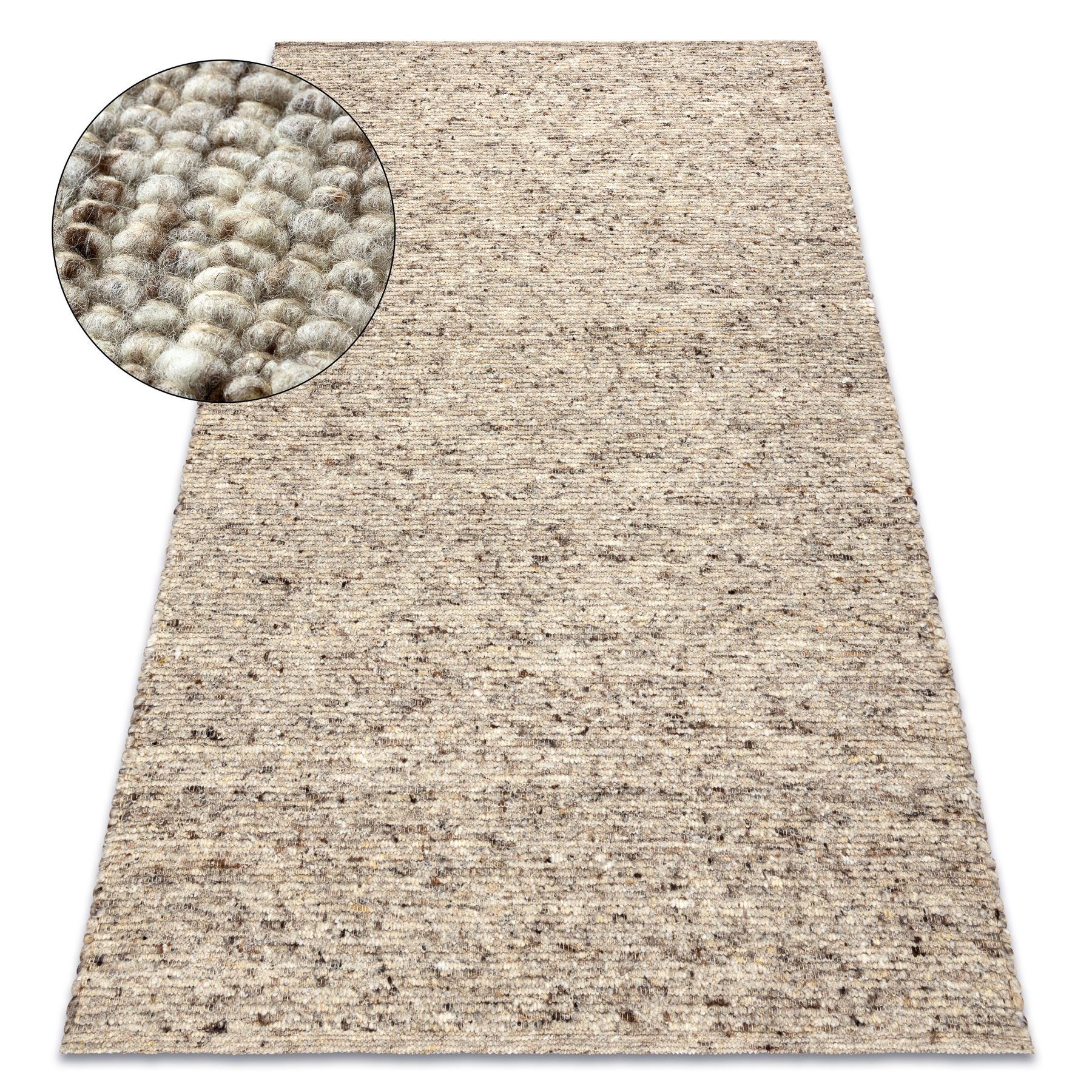 Alfombra sand, beige nepal 2100 - lana, de doble cara, natural 80x150 cm