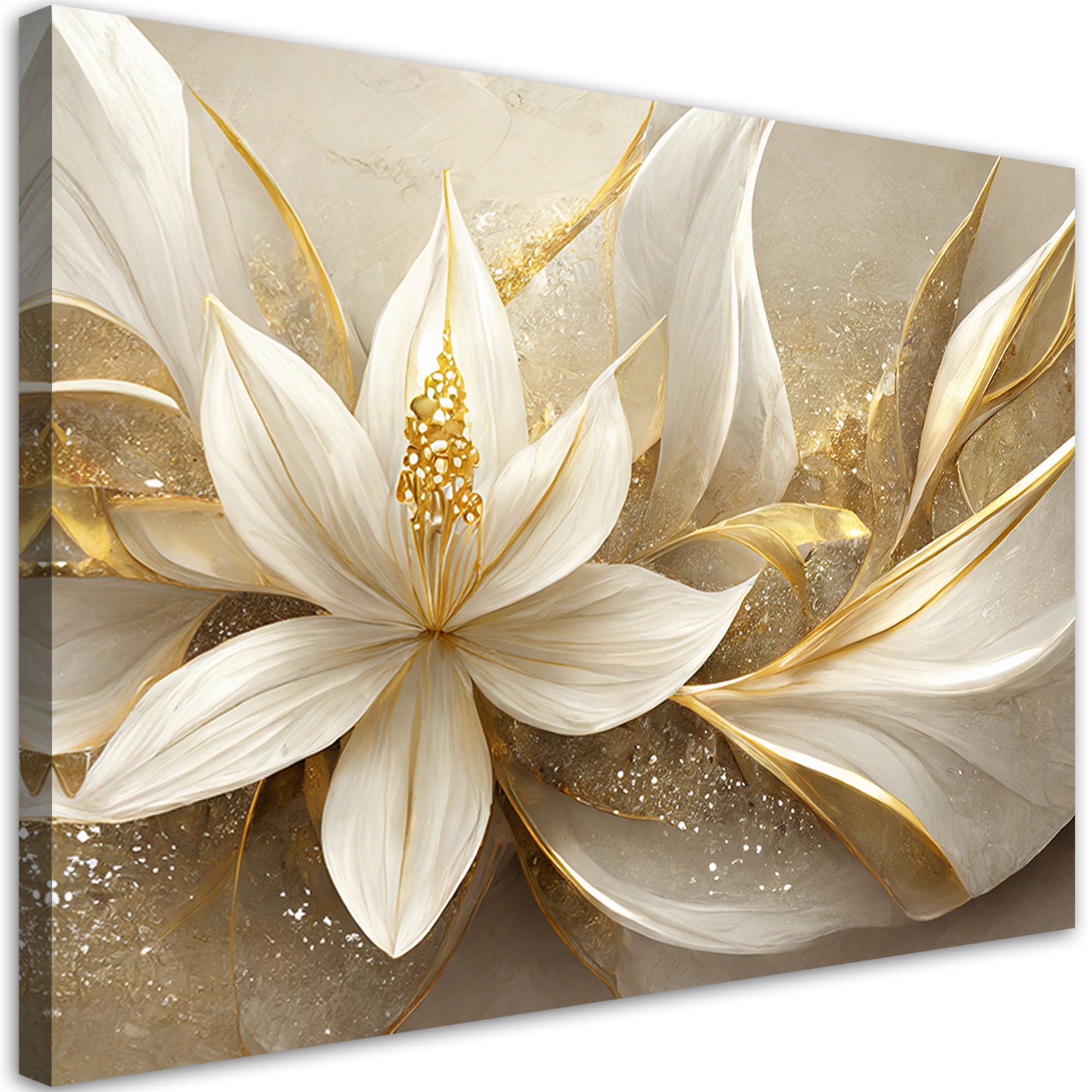 Obraz, Złote kwiaty glamour 3D 120x80