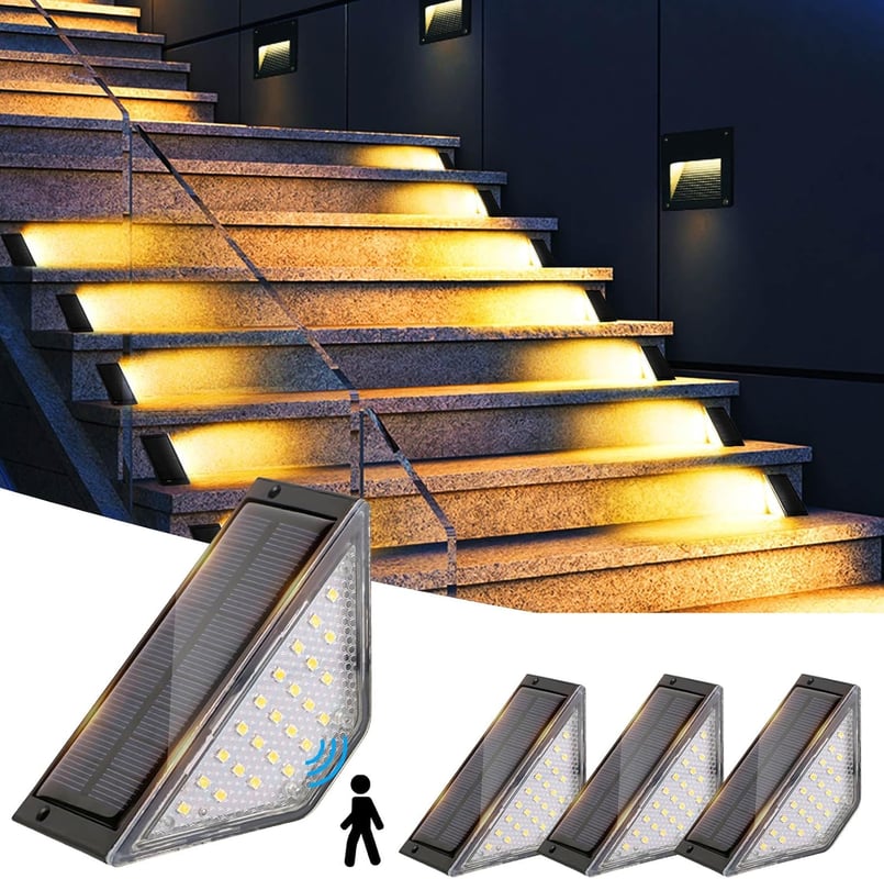zewnętrzne lampy solarne LED do schodów i tarasów, wodoodporne lampy solarne do ogrodu
