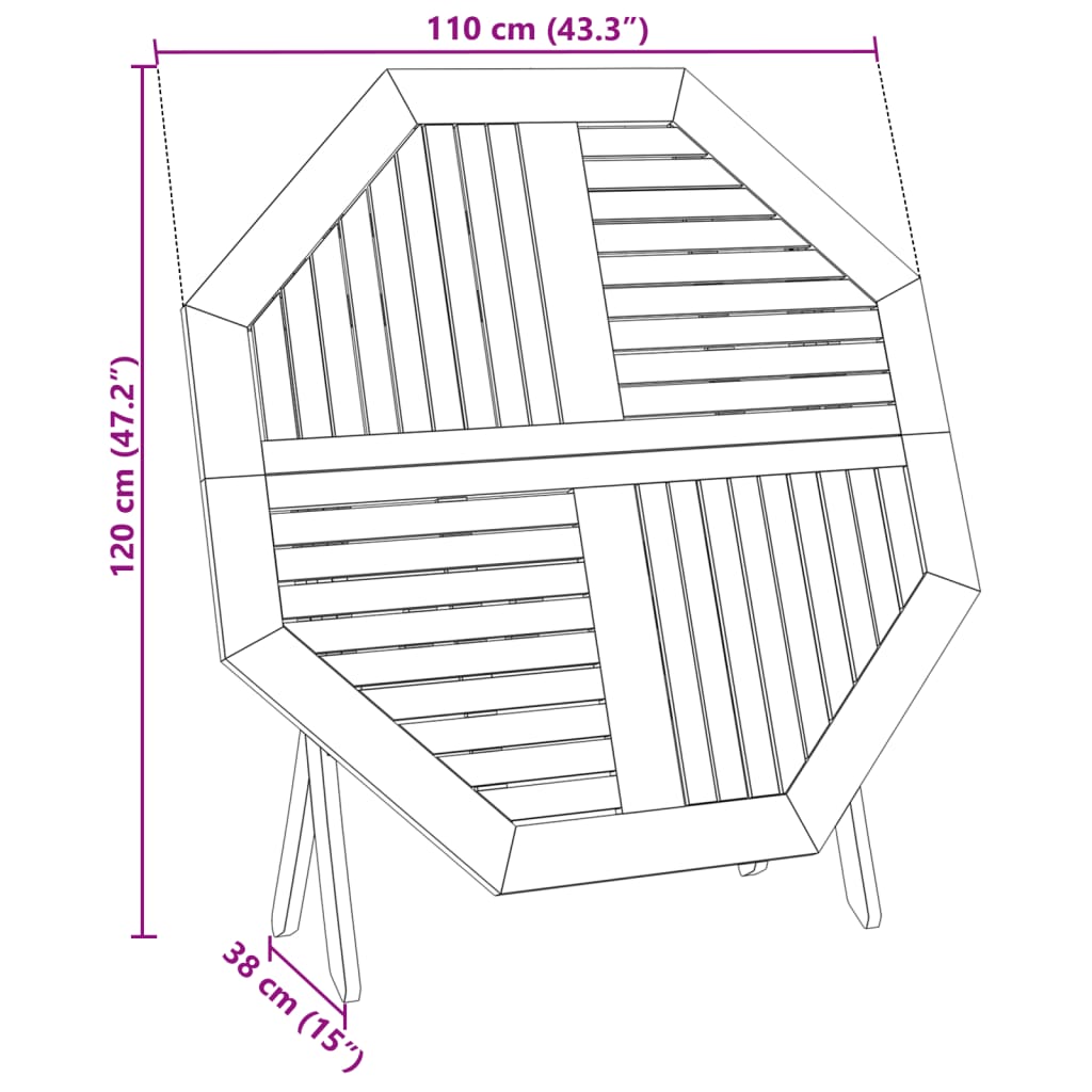Table d'appoint d'extérieur rectangulaire en Bois Multicouleur 2 places - 9
