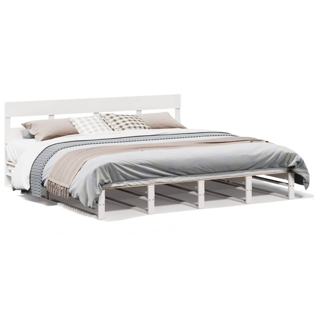 Cadre de lit sans matelas en bois massif de pin blanc pour la chambre, 180 × 200 cm - 2