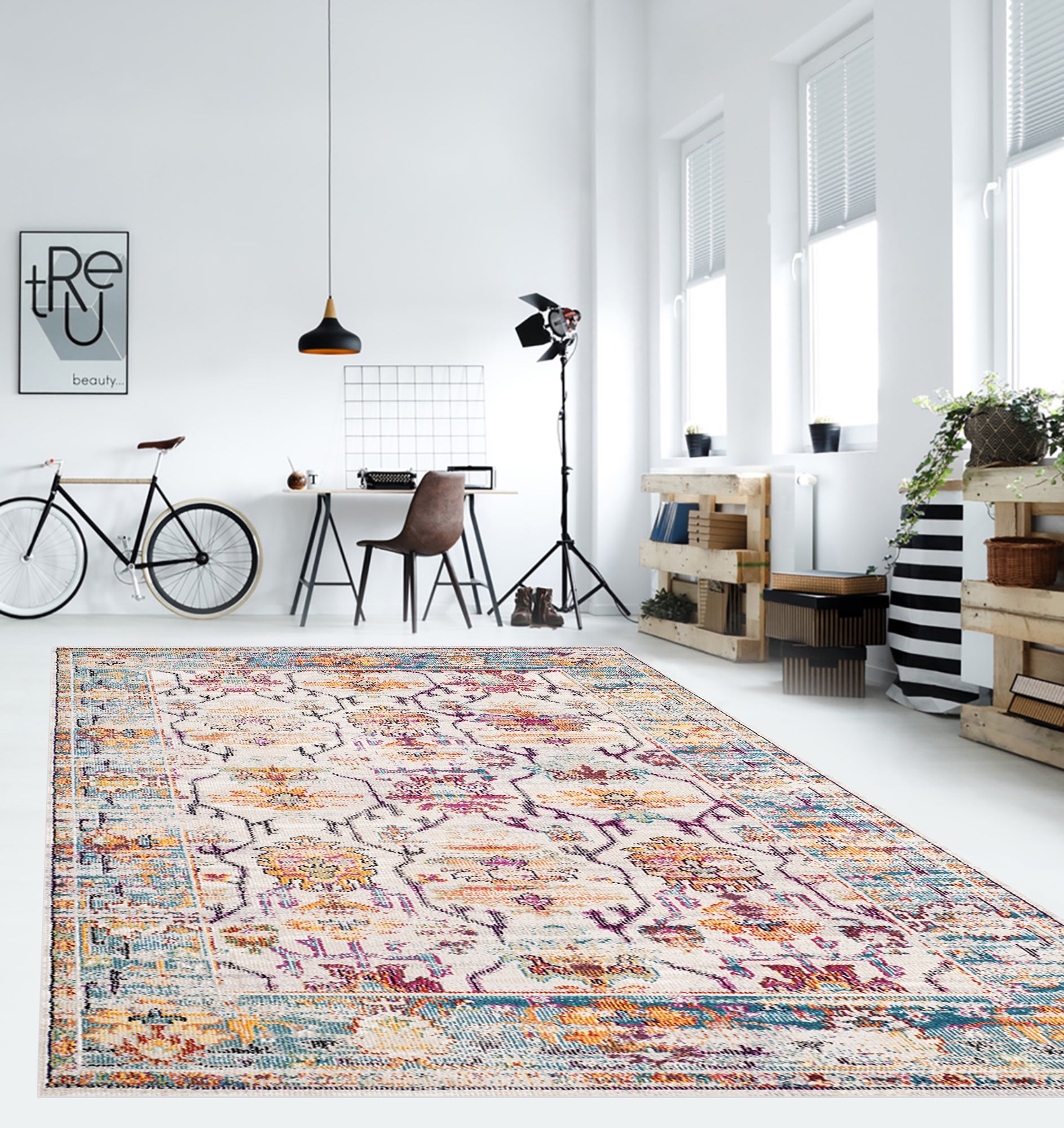 Tapis antidérapant en vinyle, Fez 160x240 cm - PVC imprimé, lavable, ignifuge, pour le salon et la cuisine - 7