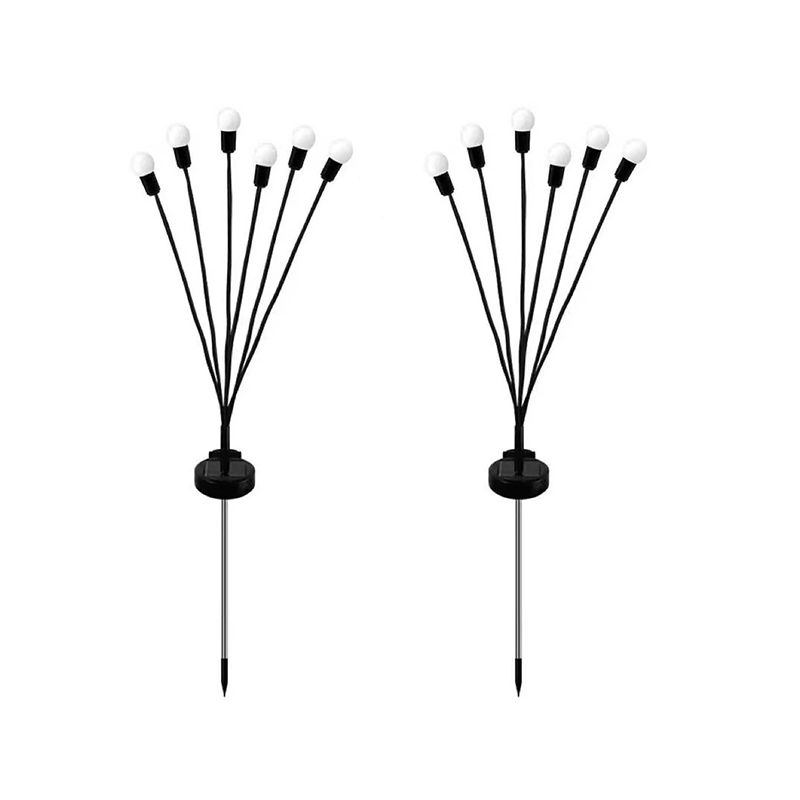 Lampy świetlikowe zasilane energią słoneczną, zestaw 2 sztuk, każda z 6 diodami LED - Wodoodporne - Odpowiednie do ogrodów - Ciepłe światło