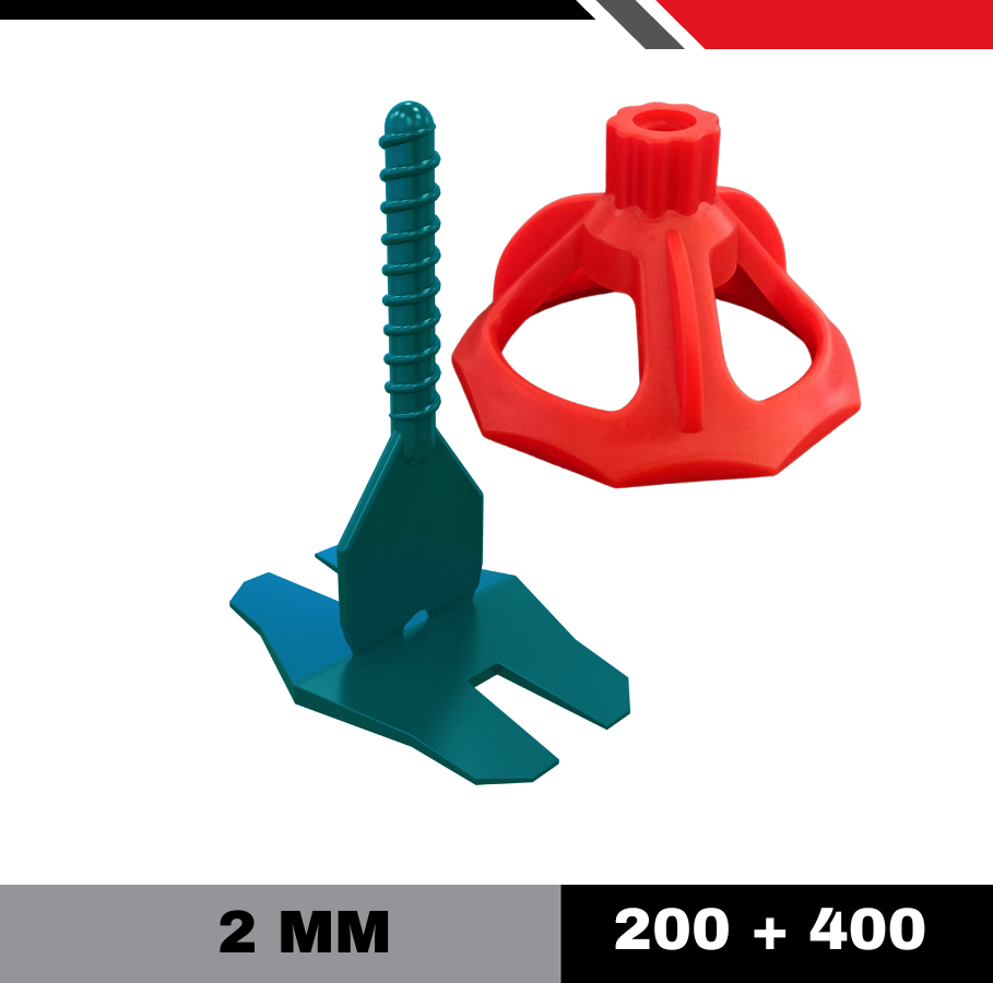 Croisillons autonivelant 2mm | 400 clips + 200 cadrans réutilisables | SHAFFER PRO| système de nivellement à visser | (carrelage de 3 à 22mm)