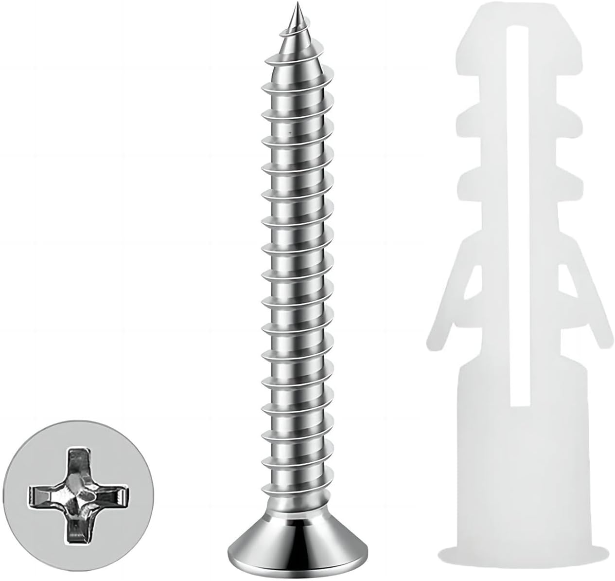 Kit Di 200 Tasselli Per Cartongesso – 100 Tasselli + 100 Viti, Adatti Per Pareti Cave, Fibra Di Gesso E Calcestruzzo
