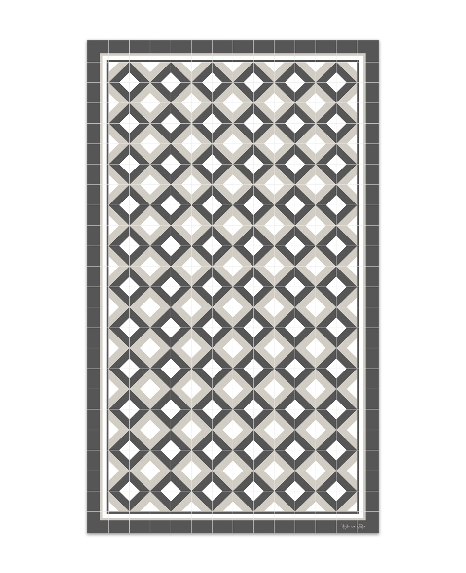 Alfombra de vinilo geométrica 26 gris 65x80 cm pvc cocina salón comedor