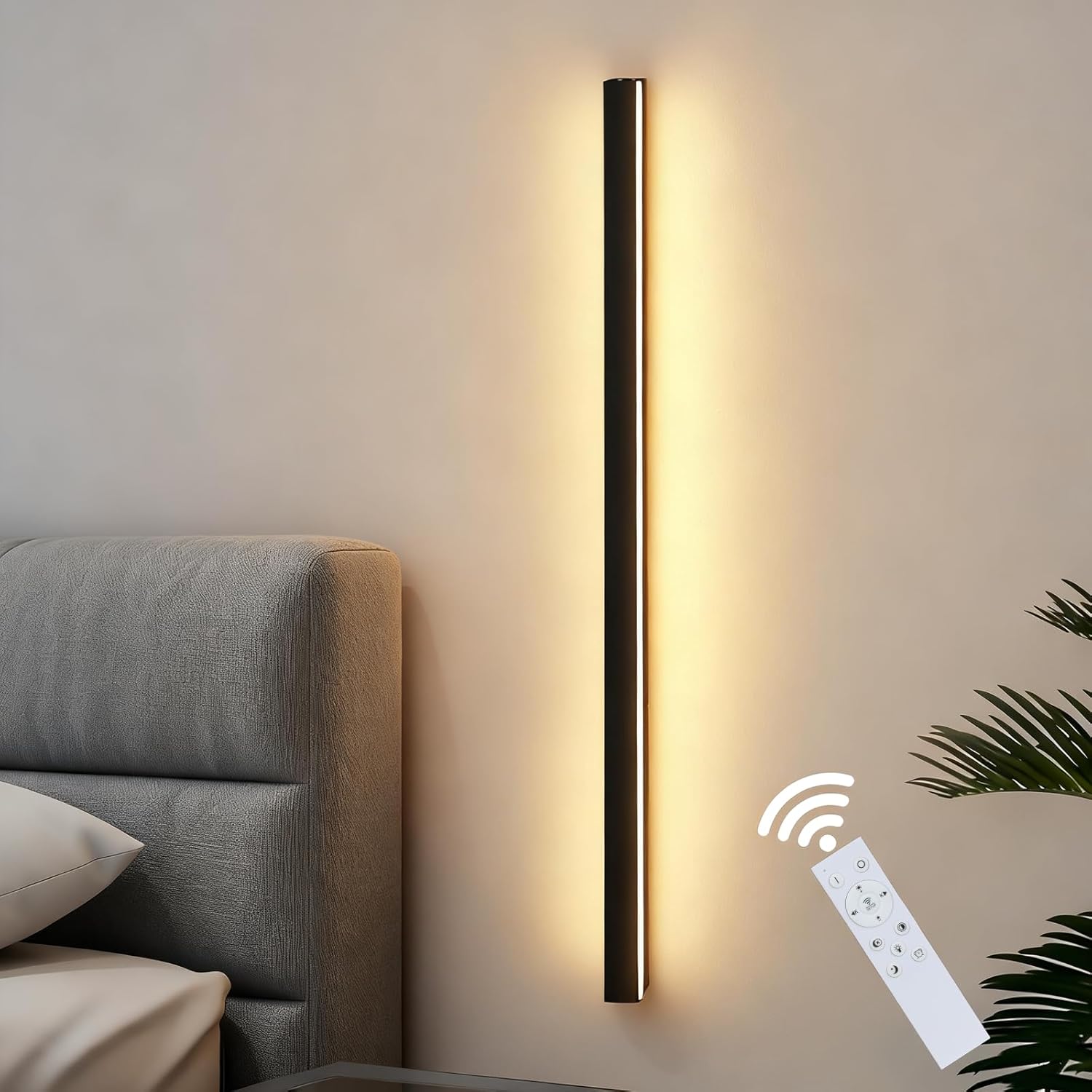 ZMH Kinkiet LED Czarny 100cm 15W Światło w Górę i Dół Regulowany Nowoczesny do Sypialni Przedpokoju i Klatki Schodowej