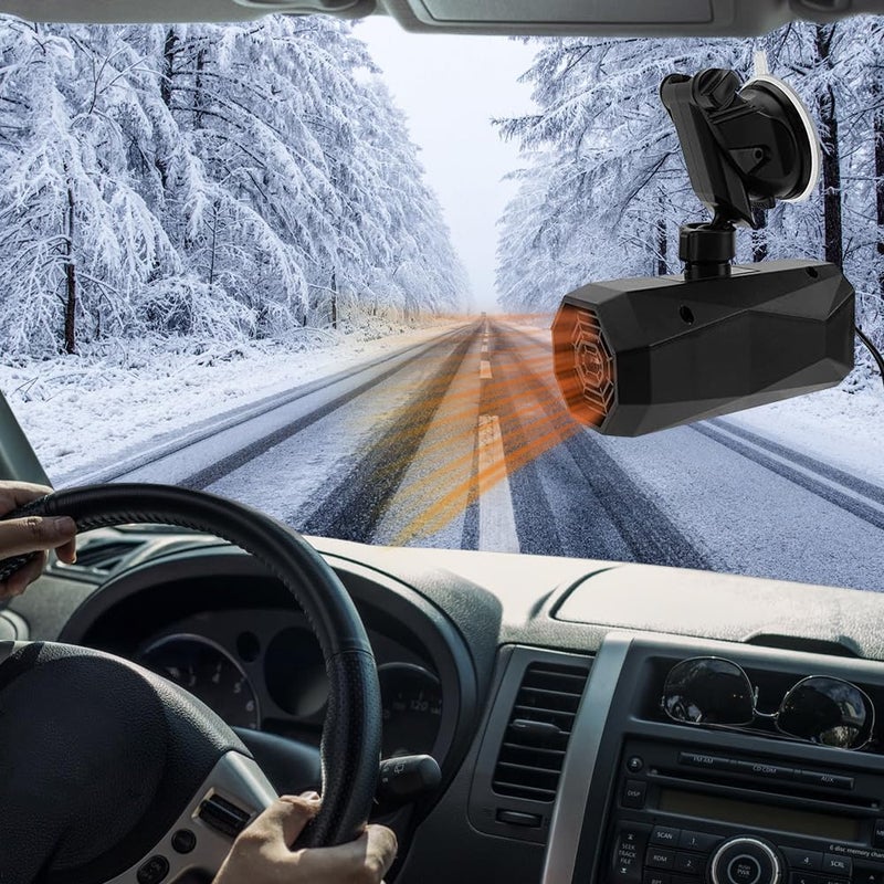 Ogrzewacz samochodowy 12 V 150 W, przenośny, obrotowy o 360°, z funkcją odmrażania, z wtyczką do zapalniczki samochodowej