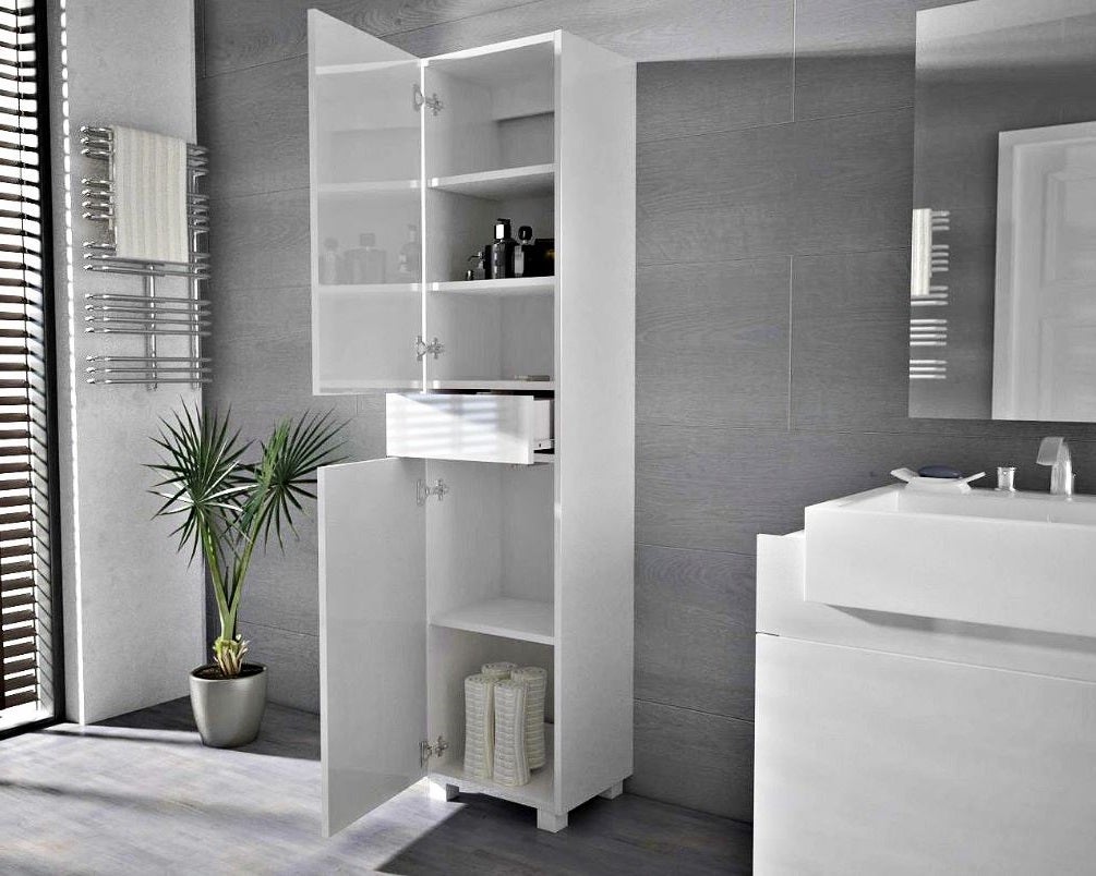 Colonne Pureza 40 cm Blanc Laqué BM salle de bain suspendue ou posée - 4