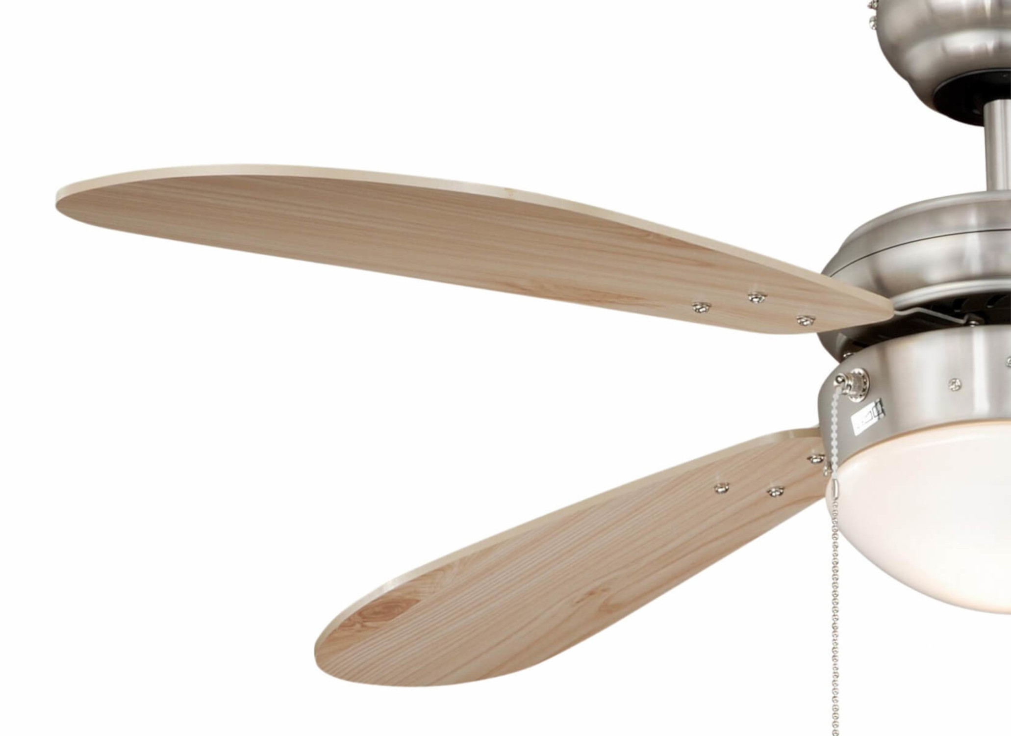 Ventilateur de plafond Classic 105 cm Nickel / Pin avec éclairage et chainettes - 2