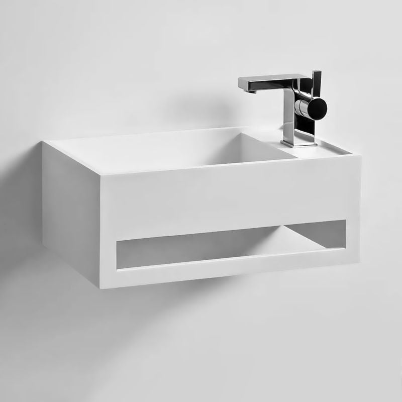 EASY 50 GAUCHE - Lave-mains suspendu en Solid Surface 50 x 30 x 20(h) cm - 2