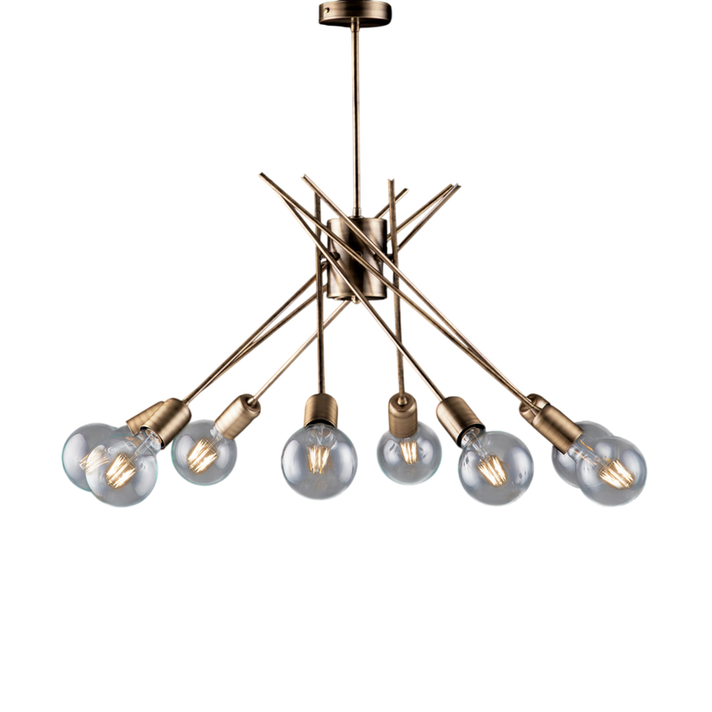 Lampa sufitowa z żelaza szczotkowanego w kolorze brązu, 8 świateł, H.62 Ø64 BL186-PL8-BRZ