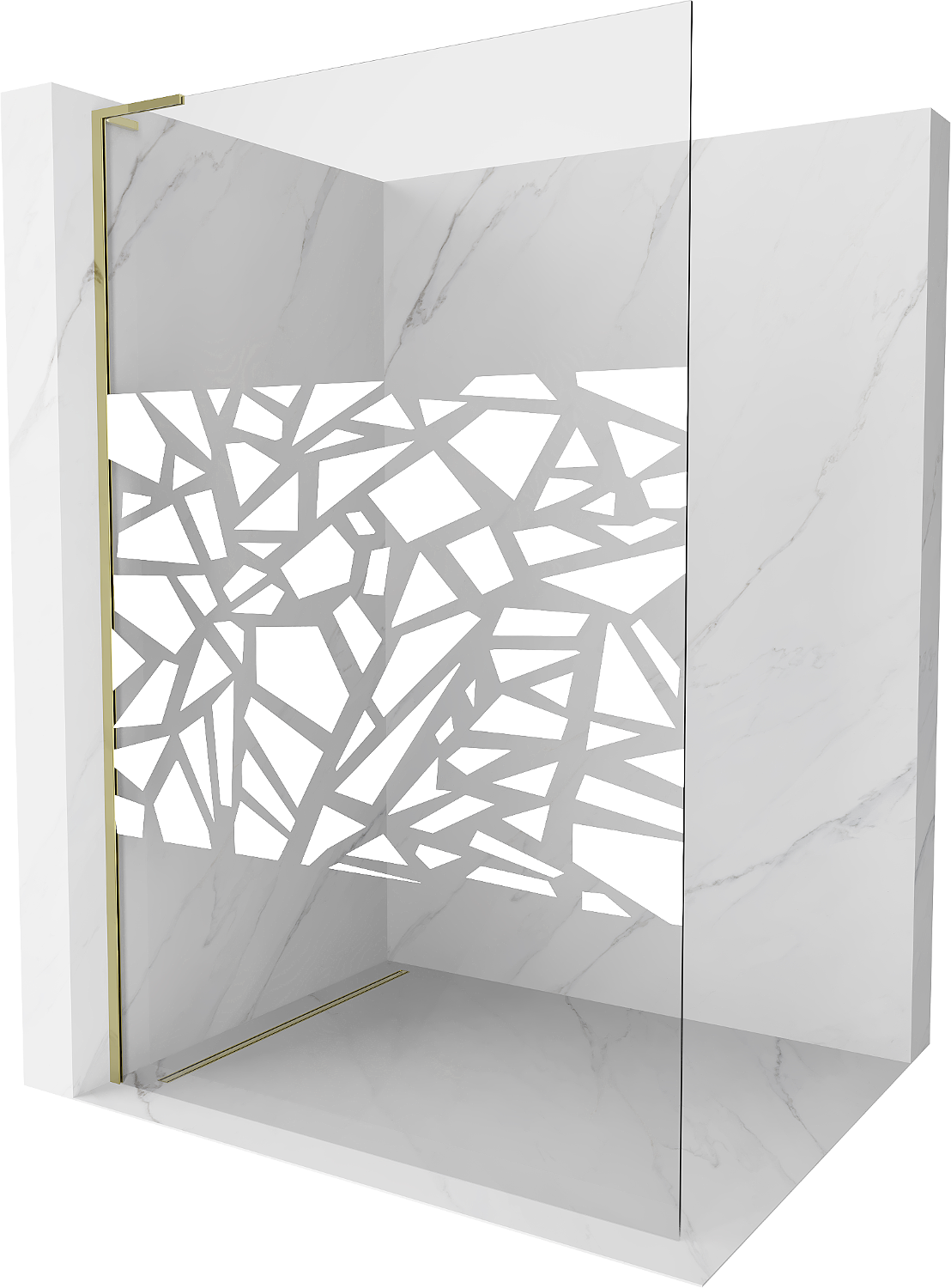 Mexen Kioto L ścianka prysznicowa Walk-in 90 x 200 cm, biały wzór, złota - 800-090-103-50-85