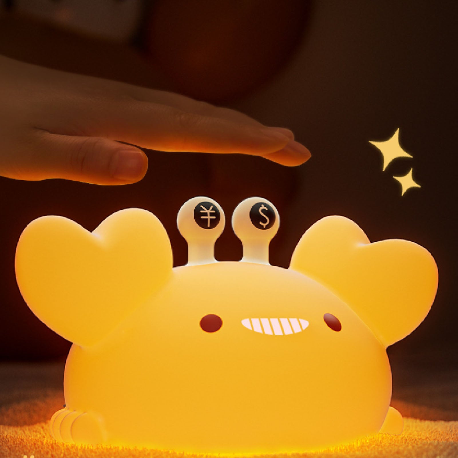 Lampka nocna Krab z miękkiego silikonu, 3 poziomy jasności, ciepła biel, zwierzęca lampka nocna z 30-minutowym timerem