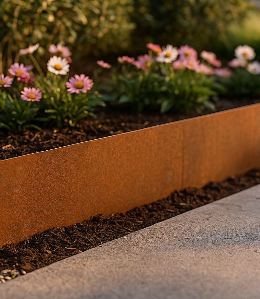 50 pcs Bordure de Jardin Métal Acier Corten Brut 100x26,5cm épaisseur 1,5mm - madecoupesurmesure - 9