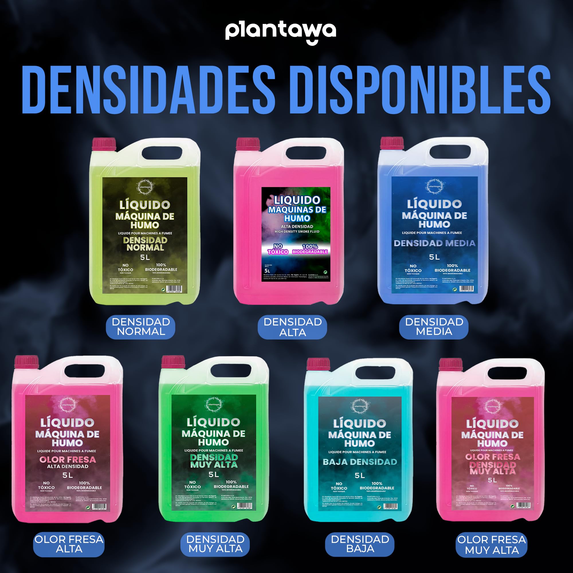 PLANTAWA Liquide pour Machine à Fumée 5 Litres : Densité Moyenne, Machine à Fumée Professionnelle ou Canon à Fumée - 5
