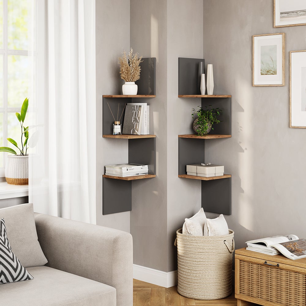 Vicco Étagère dangle Paolo, Anthracite, 28x116.4cm Lot de 2 - 3