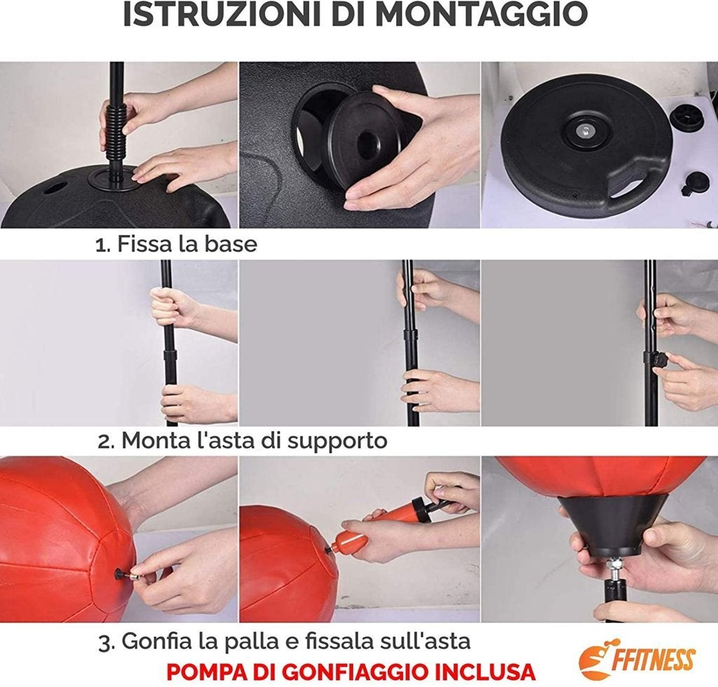 Punching Ball Per Boxe – Sacco Da Boxe Con Supporto Regolabile In Altezza 120-160 Cm, Base Stabile E Antirumore