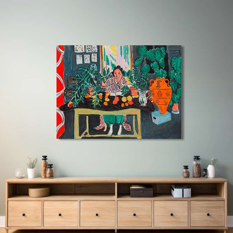 Tableau Matisse - Impression sur toile - Henri Matisse - Intérieur au vase étrusque - 70x50 cm - 2