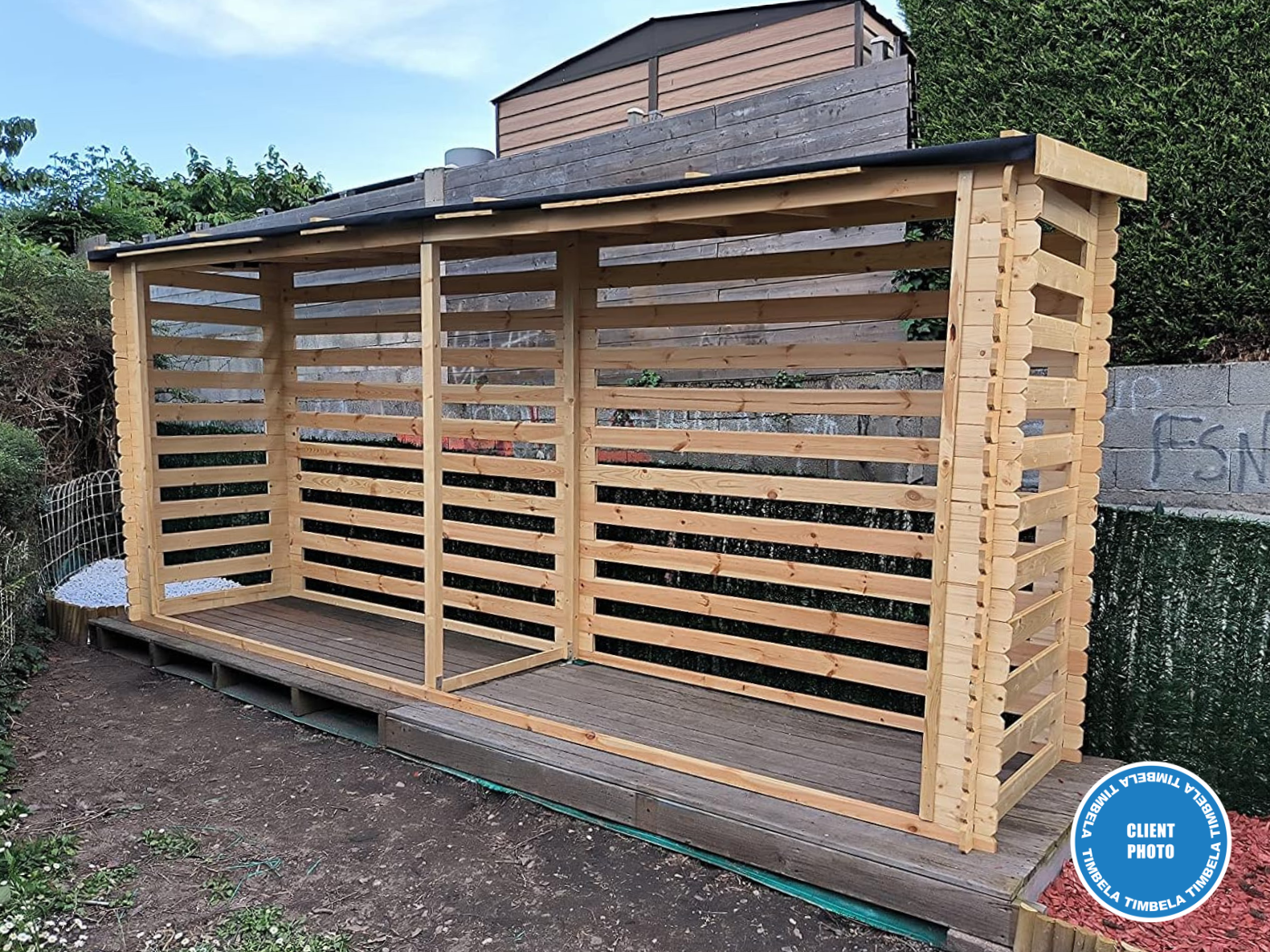 Abri à bûches -l112xL450xH199 cm/ 4m2 - Abri De Stockage Du Bois et range bûches extérieur - TIMBELA M203 - 7