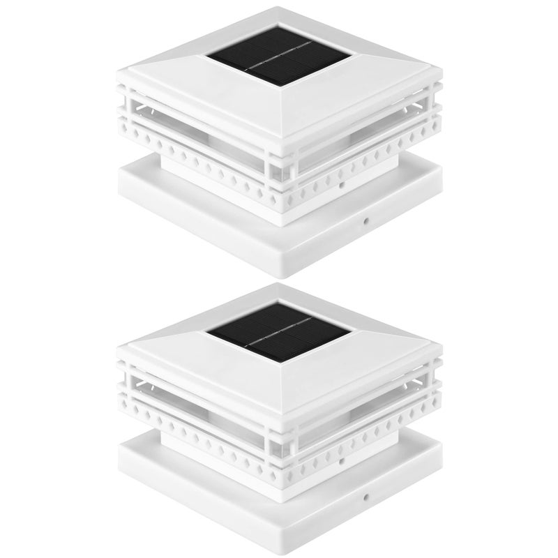 Solar Post Cap Lights Outdoor, wodoodporne, zasilane energią słoneczną oświetlenie słupka ogrodzeniowego z ciepłą bielą do dekoracji tarasu