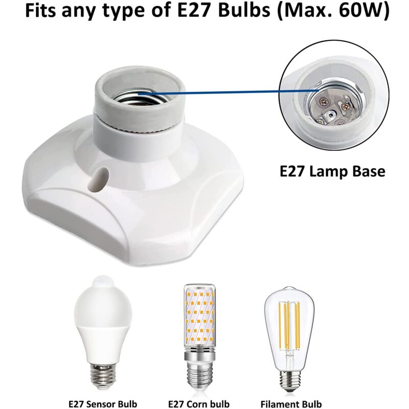 Opakowanie 6 gniazd wkręcanych E27 do sufitu - uchwyty do żarówek LED - uchwyty do lamp sufitowych E27 - 4