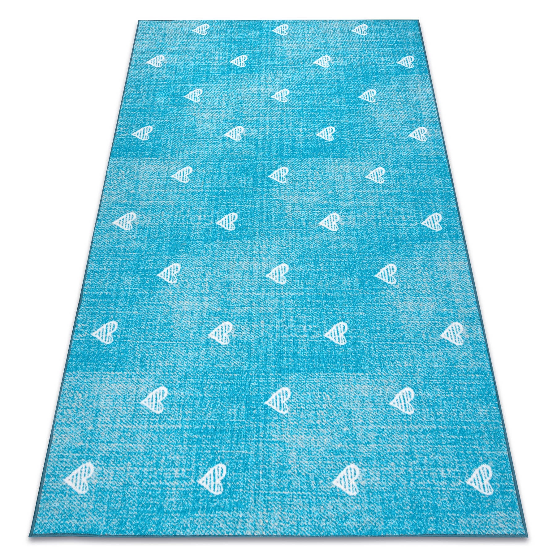 Dywan dla dzieci HEARTS Jeans przecierany serca, serduszka, dziecięcy - turkus 200x200 cm