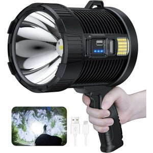 Lampe Torche LED Puissante 2000 Lumens Zoom Rechargeable - Noire
