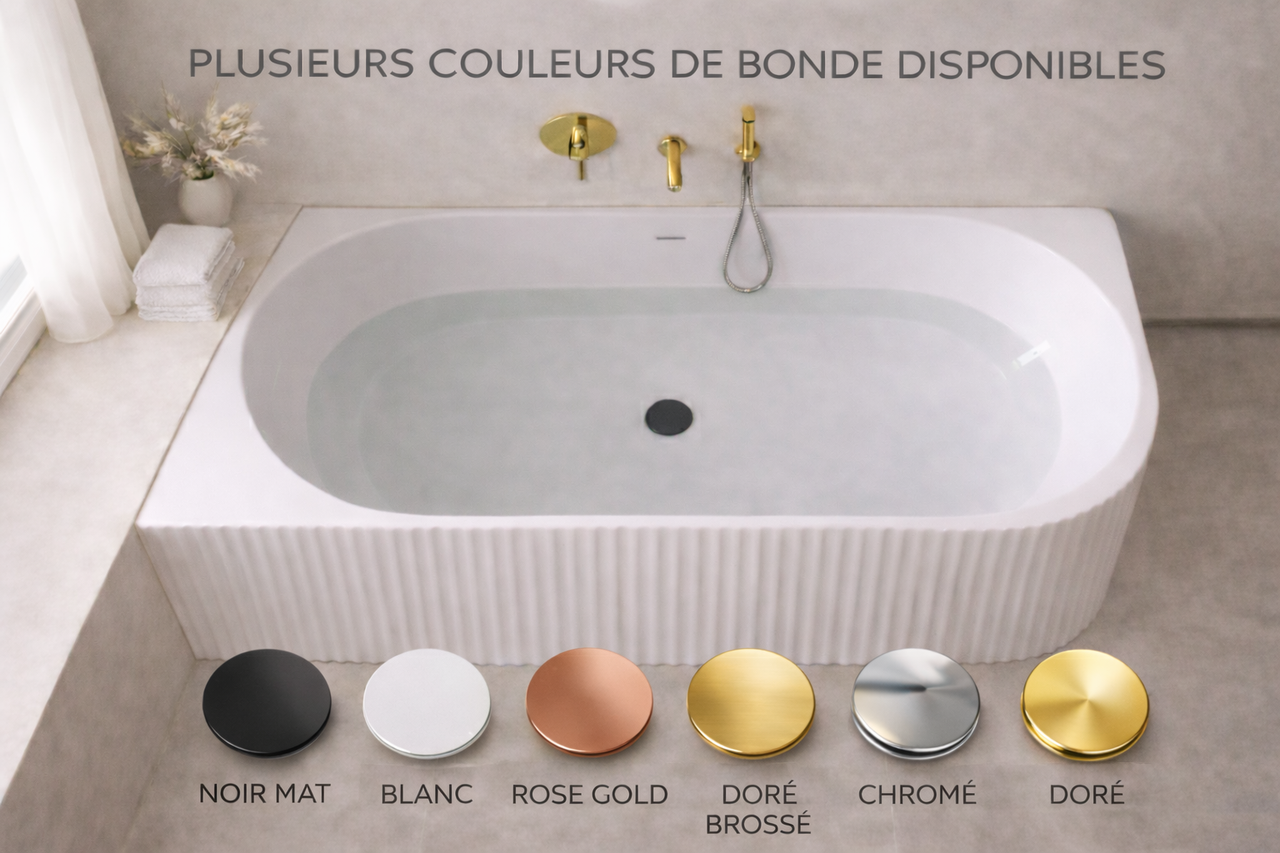 Baignoire d’angle droite avec vidage – 170 x 75 cm – Blanc brillant – LUXA - 7