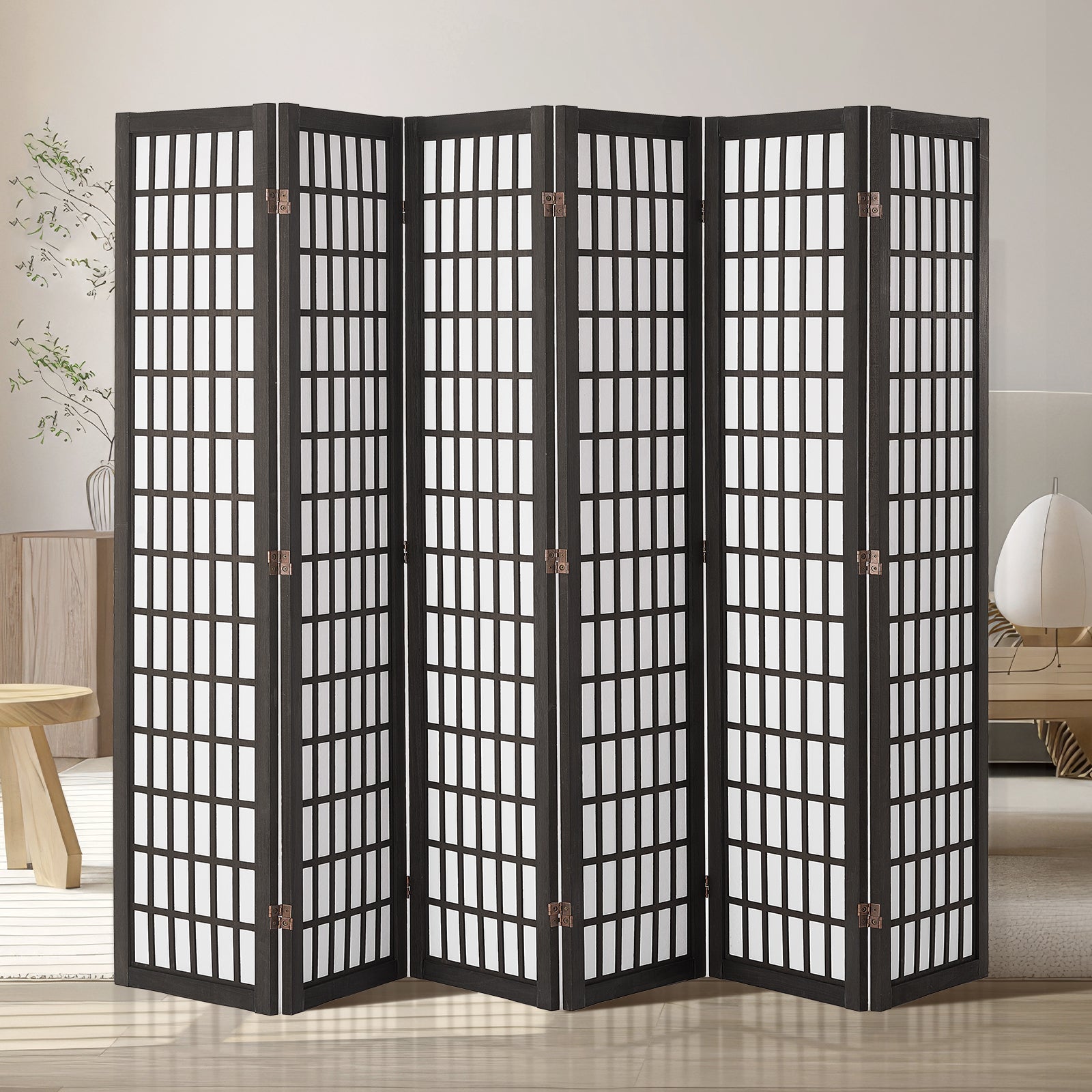 Room Divider Privacy Screen Japońska ścianka działowa 6-częściowa czarna ścianka działowa VEVOR