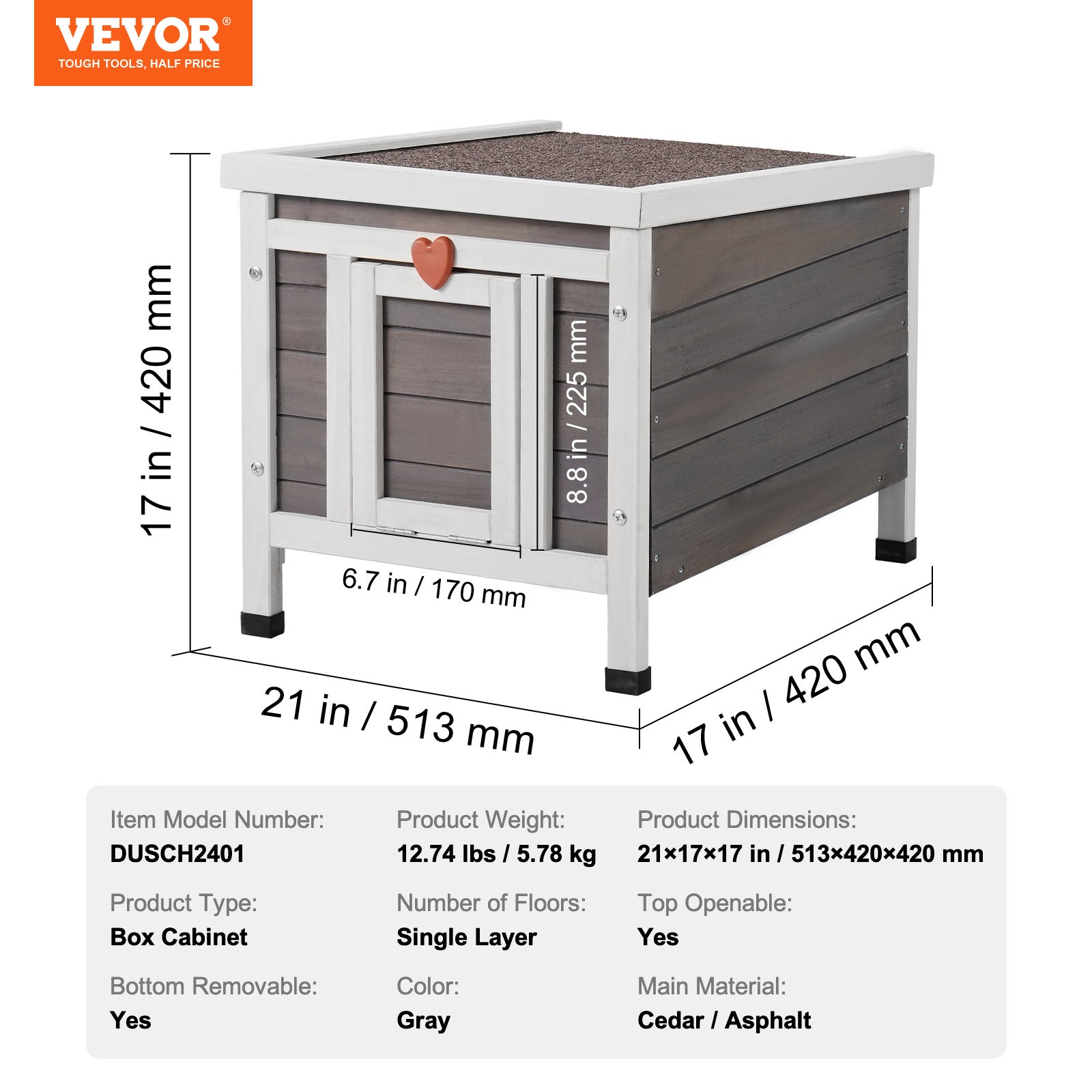 Abrigo externo para gatos VEVOR à prova de intempéries, equipado com cortinas de porta de PVC e telhado acessível, 21