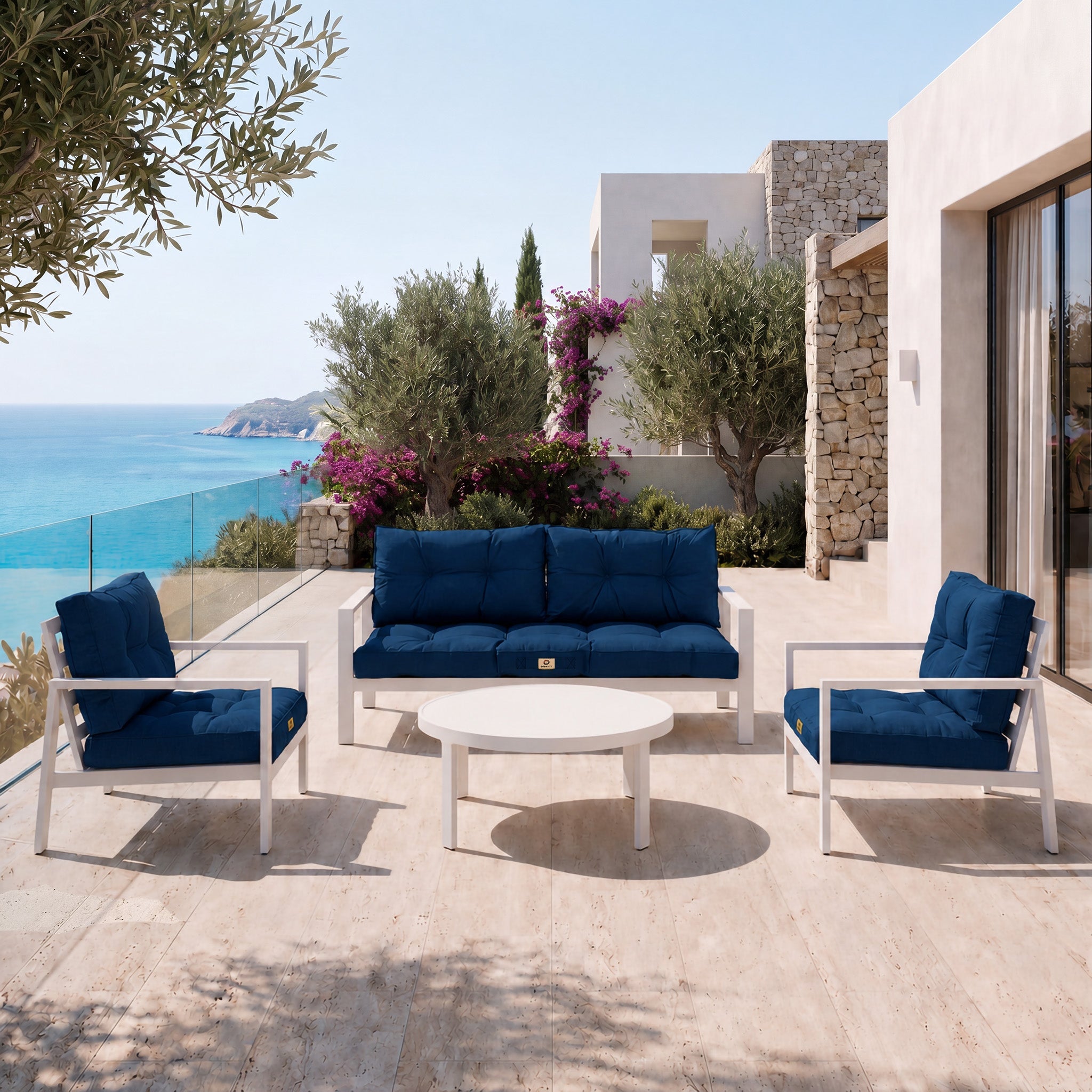 Coussins pour salon de jardin capitonné 100x50cm Bleu petrole - 6