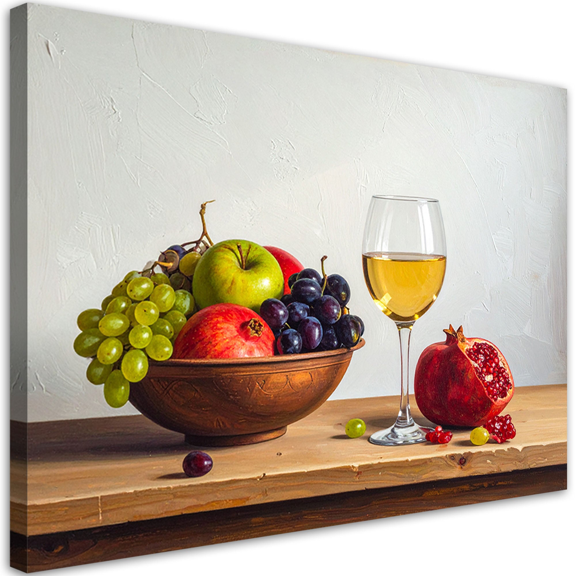 Obraz do kuchni jadalni restauracji, Martwa natura owoce i wino 90x60