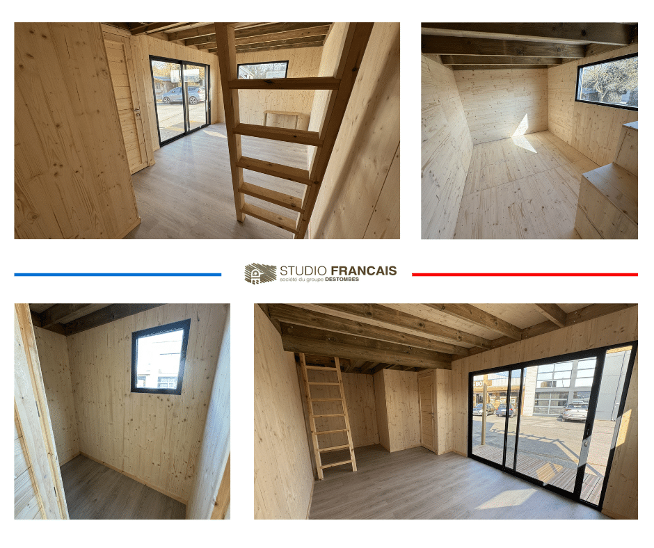 STUDIO DE JARDIN / 19,5 m2 - 5,55 x 3,52m / Plancher isolé / Bardage Brun / Intérieur bois massif CLT / Livraison Gratuite - 6