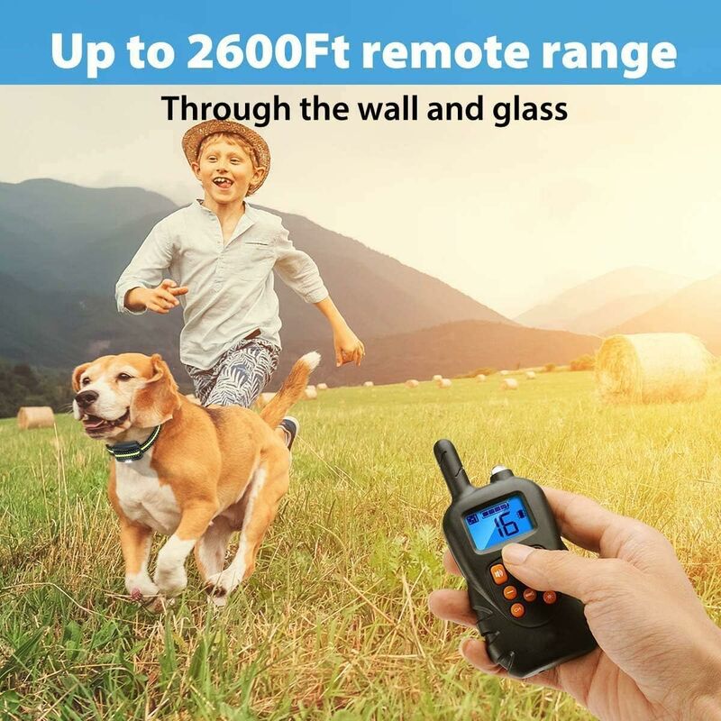 Collar de adiestramiento para perros, antiladridos, con control remoto de 600 metros, IPX7, resistente al agua, receptor recargable con 3 modos de vib - 3