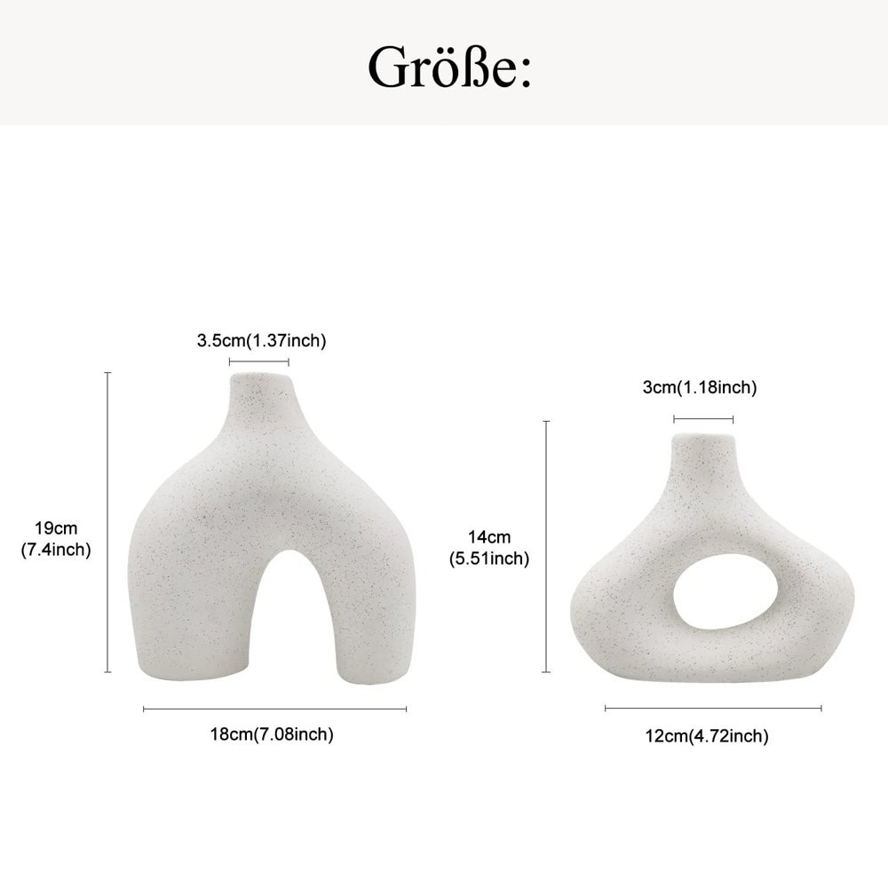 Juego de 2 jarrones de cerámica blanca, decoración moderna de estilo minimalista, jarrones perfectos para salón, boda, oficina y dormitorio. - 2