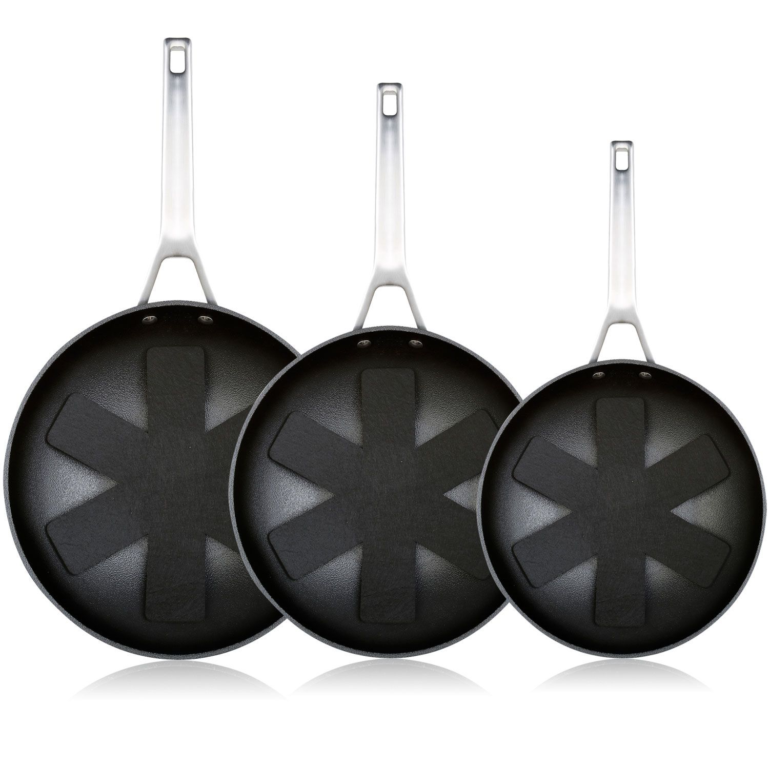 Set 3 Padelle Antiaderenti Black Titanium - 18, 20, 24 Cm Per Induzione, Gas E Forno - Foto 4