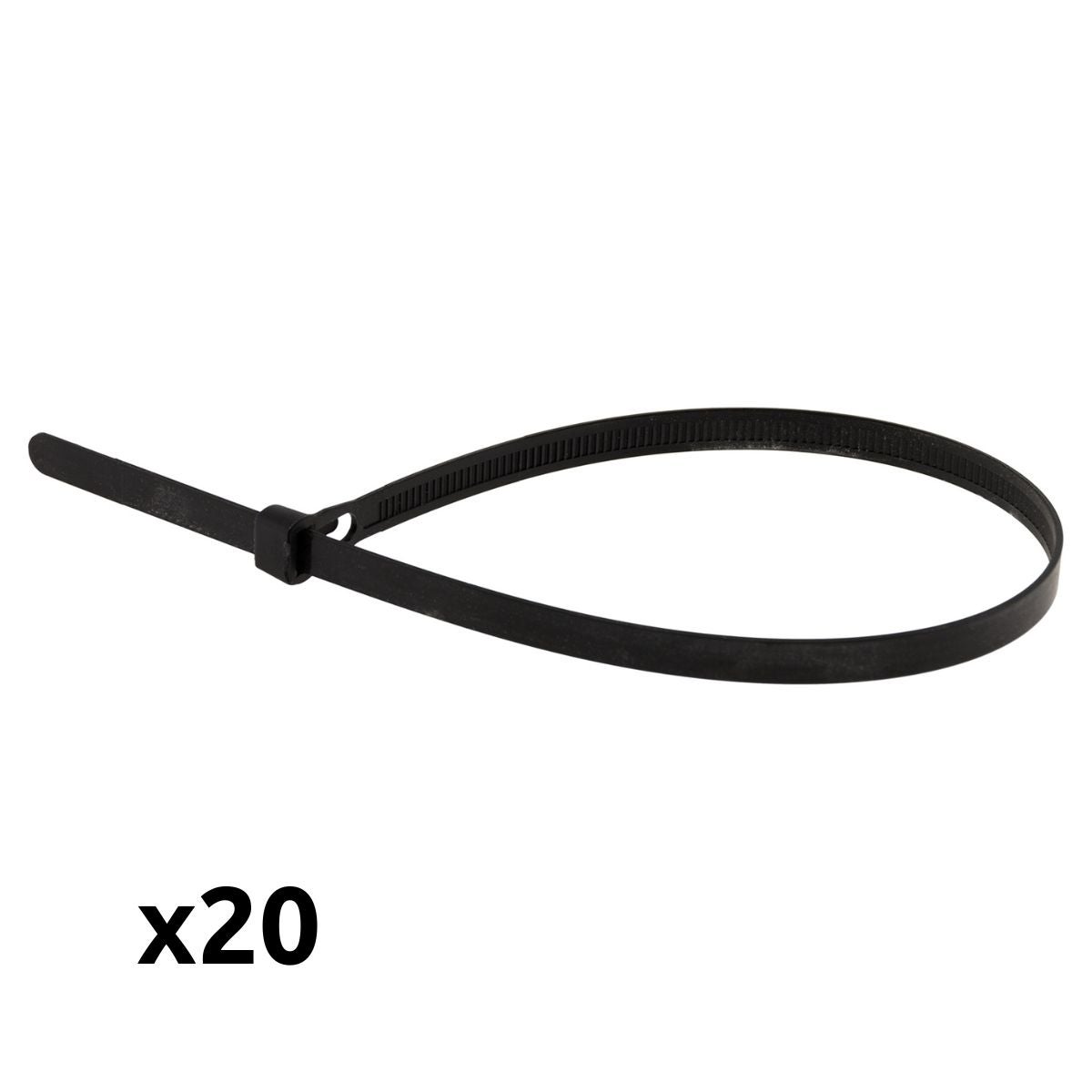 Lot de 20 colliers réutilisables 7,6x 250mm - Noir - Zenitech - 2