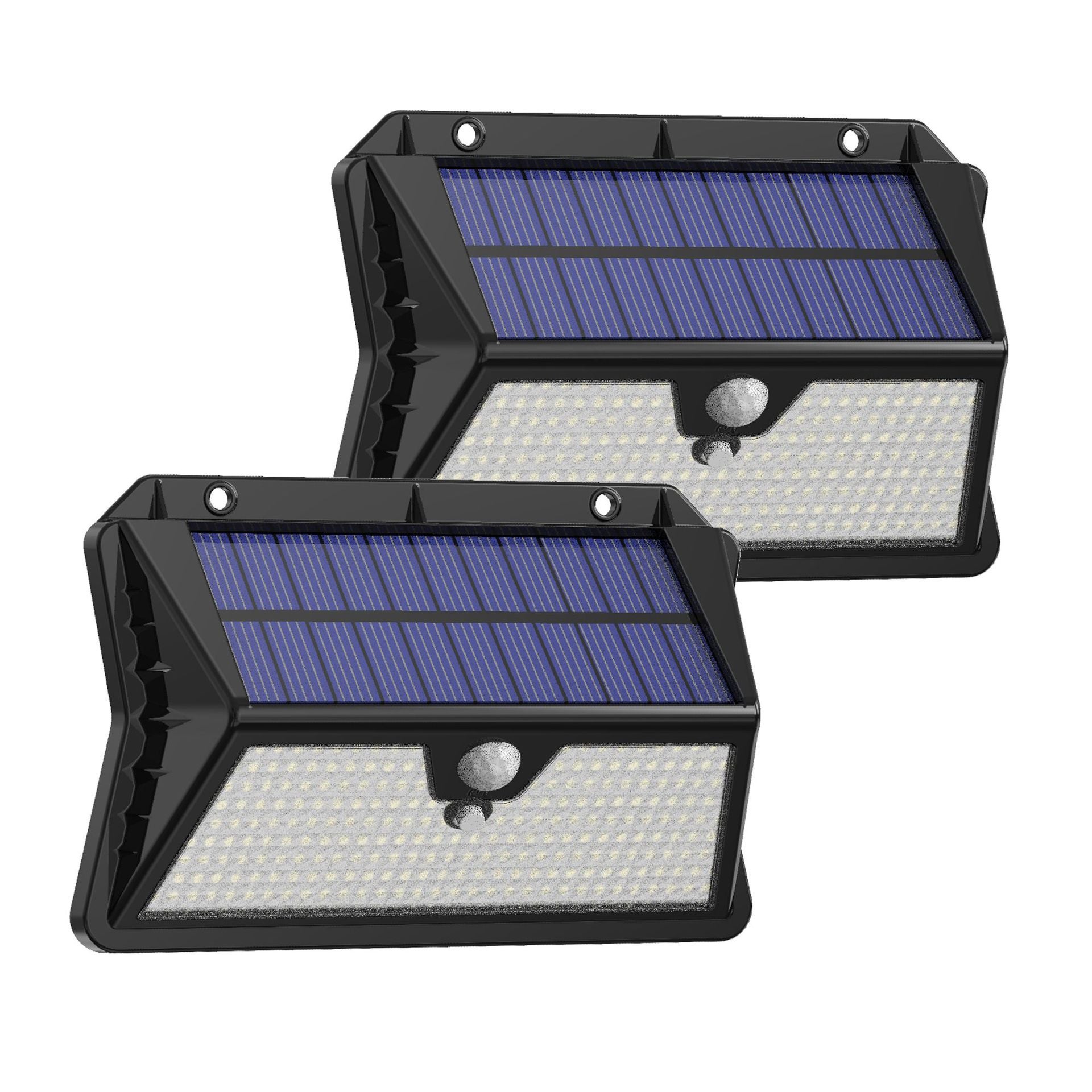 Zewnętrzna lampa solarna LED, czarna, 13*9,5*5,3 cm, zestaw 2 sztuk, ładowalna, wodoodporna, lampa ścienna z czujnikiem obecności człowieka na podczer