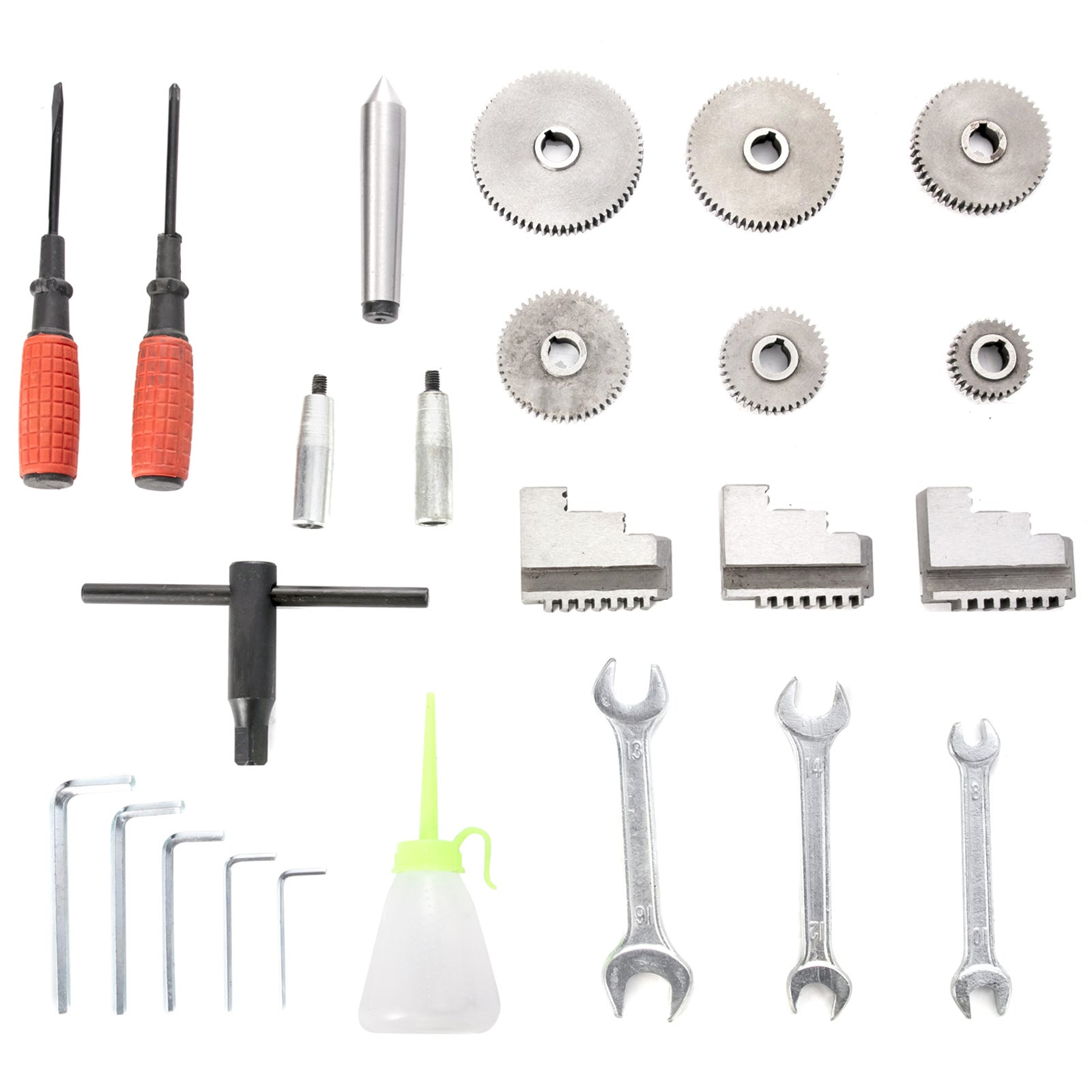 Mini tour métaux SucceBuy 1100W 220MMx750MM Vitesse variable Fraiseuse Tour numérique avec mandrin 3 mors,cône broche MT5,cône contre-pointe MT2 - 3