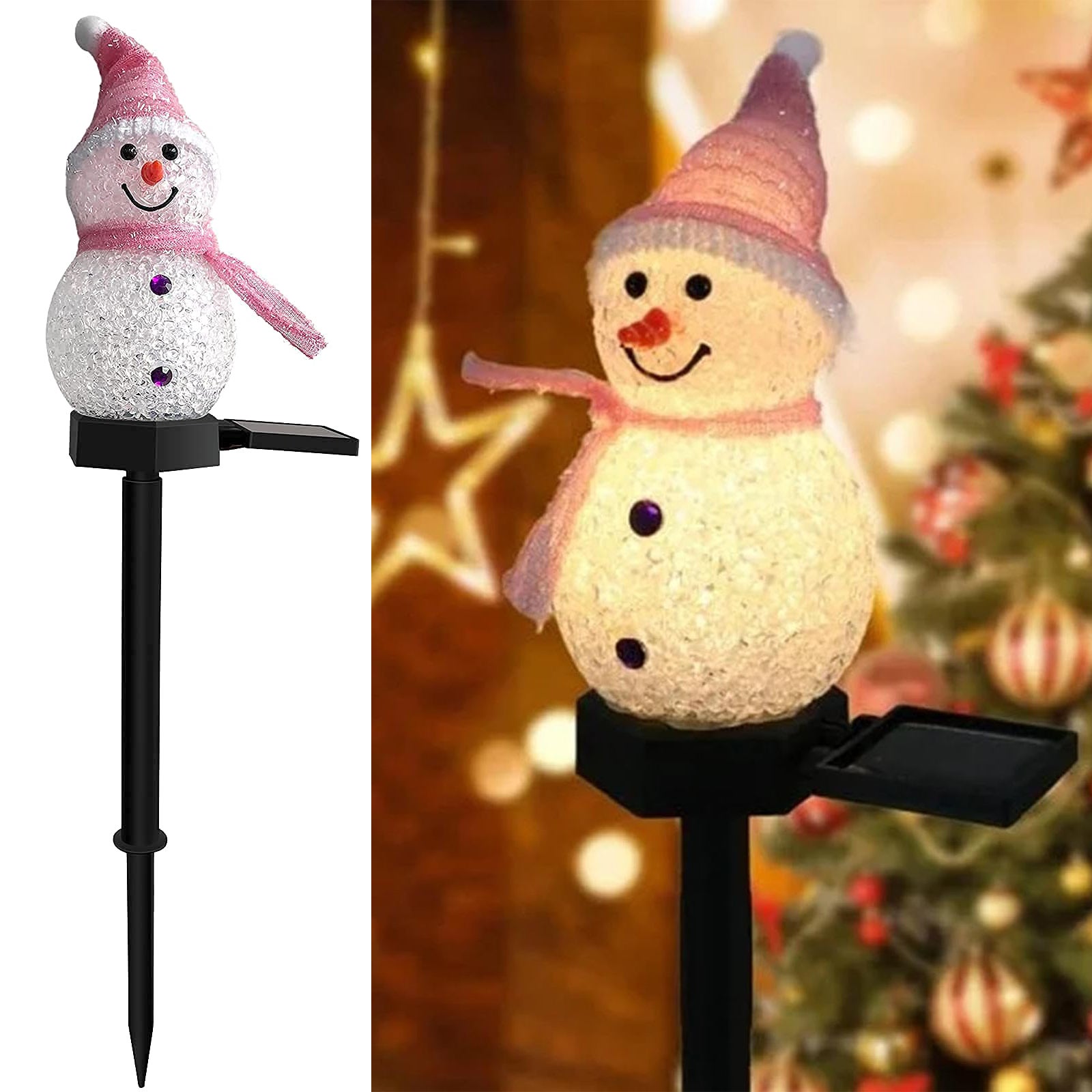 Luci Solari Natalizie Da Giardino A Forma Di Pupazzo Di Neve E Renna – Set Con 5 Picchetti E Pannello Solare, 220 Cm Di Cavo, Luce Calda - 6