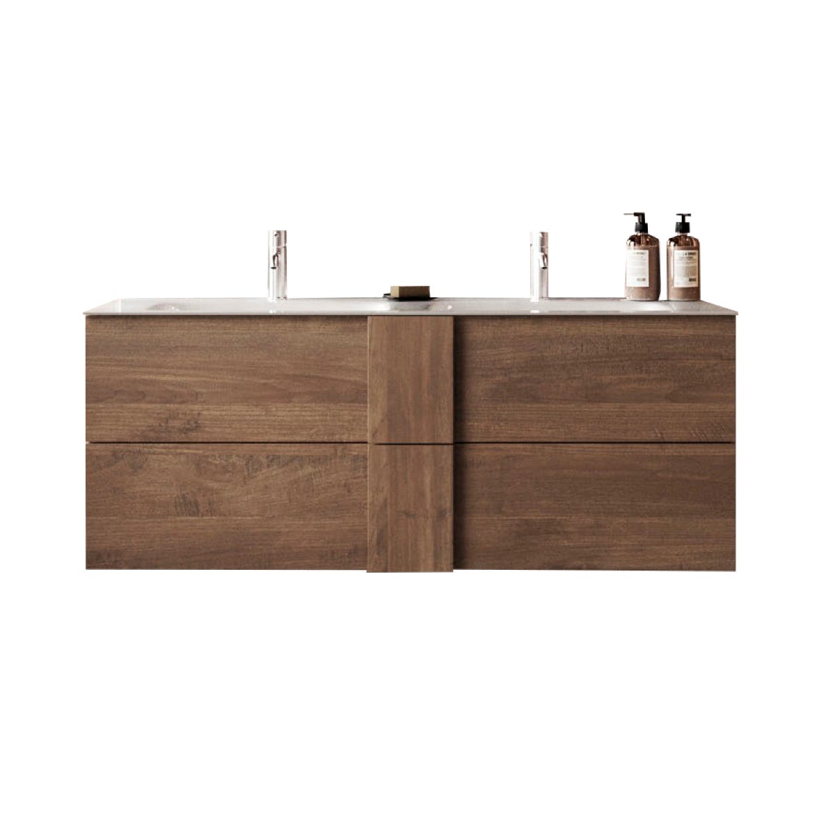 Meuble suspendu salle de bain en bois + vasque 120cm TERRA - 2