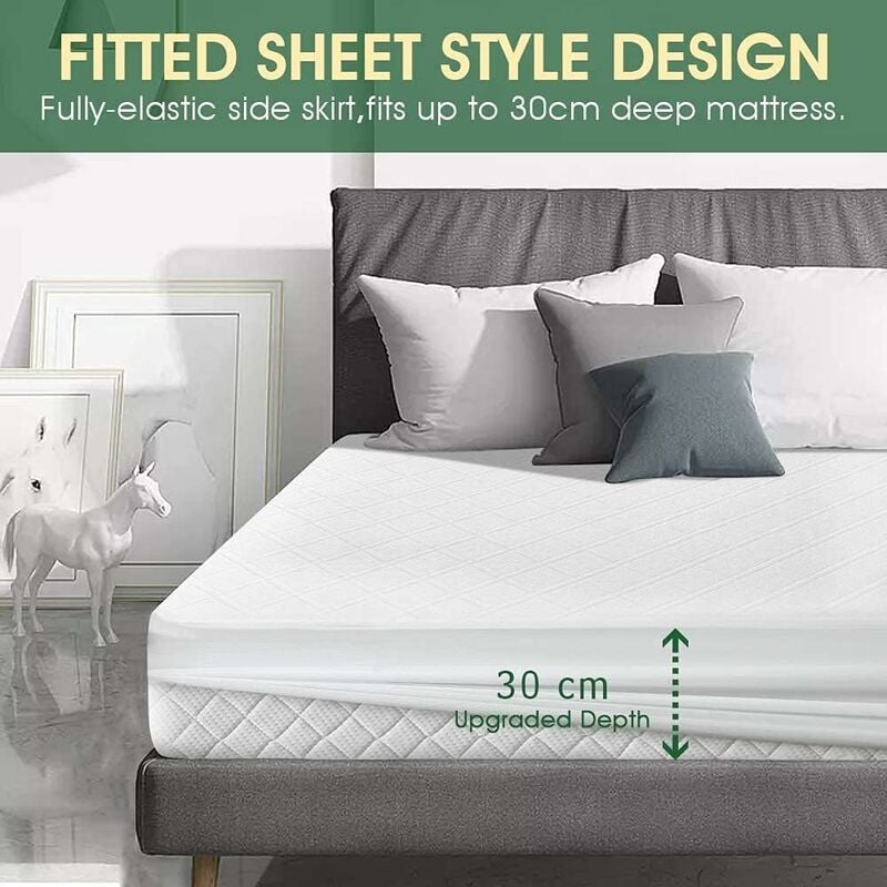 Protège Matelas Imperméable Alèse de lit imperméable Alèse Respirante Anti-Acarien et Hypo-Allergénique Anti-Bactérien Anti-Moisissures 160*200+30cm - 5